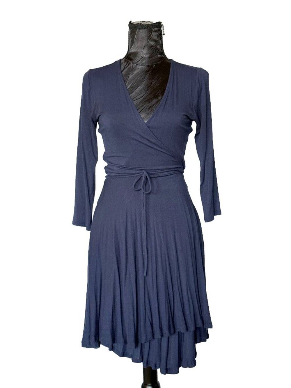 Hourglass Lilly Navy Blue Faux Wrap Dress - Size M